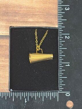 TS 1 GOLD / BRASS Cheerleading Megaphone Pendant Necklaces NOS in Case